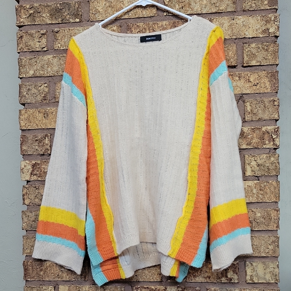 Dokotoo Colorful Women's Sweater with Stripes Size Small
